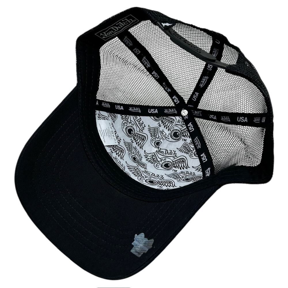 Von Dutch Trucker Hat Triple Black Snapback Cap - Picture 4 of 6